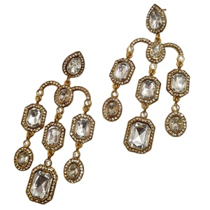 ต่างหู Kundan พรีเมี่ยมต่างหูอัลลอยสีขาว2.3175กรัมน้ำหนักเบาเครื่องประดับแฟชั่นแบบดั้งเดิมขายส่งออนไลน์ - Product Image 1