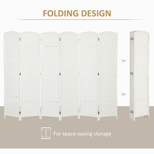 6-Panel 5.6FT Tall White Freestanding Room Partition Handcrafted MDF <b>Folding</b> <b>Screen</b> Divider for Home Office Privacy - Product Image 5