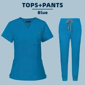 Conjunto de Uniforme Médico para Mujer, Tejido, ODM, con Múltiples Bolsillos, Blusa y Pantalones, Uniformes de Hospital con Logotipo Personalizado - Product Image 3