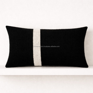 Decor Black <b>Pillows</b> Slip Covers Decoration for <b>Sofa</b> Luxury Loomed Woven Cushion Cover with Soft Textures 10X20 Pillowcase - Product Image 1