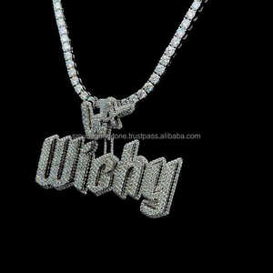 Gran oferta, colgante de mossanita de plata 925 personalizable, chapado en oro, pasa el probador de diamantes, estilo HipHop, nombre, letra, fianza, fiestas - Product Image 2