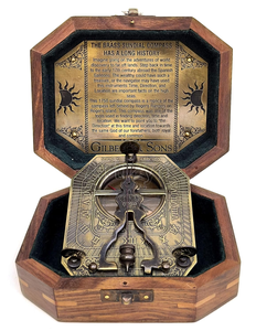 Boussole solaire avec boîte en bois, style antique, boussole de navigation en laiton et horloge solaire, instrument nautique décoratif pour Tr - Product Image 6