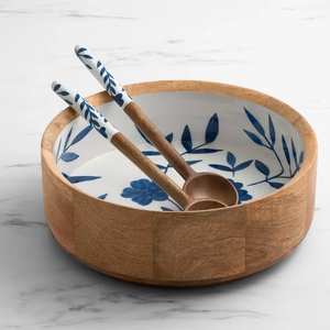 Tazón de madera multiusos con acabado esmaltado, adecuado para servir comida, mezclar ingredientes o decorar. - Product Image 1