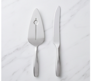 Juego de 2 piezas de acero inoxidable para servir pasteles, espátula triangular con cuchillo dentado plateado para uso doméstico - Product Image 1