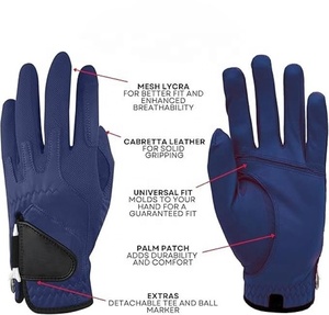 Guantes de Golf de Cuero Genuino Transpirables para Hombre, Dedos Completos, Correa de Muñeca Ajustable, Agarre de Compresión, Color Personalizado - Product Image 1