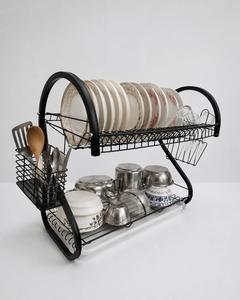 Égouttoir à vaisselle double niveau réglable multifonctionnel en fil de fer, organisateur de rangement pour étagère de cuisine, placard, égouttoir à vaisselle et bols, pour évier - Product Image 5