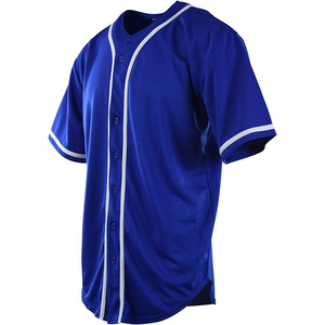 Camiseta de Béisbol Azul Sólido, Absorbente de Humedad, para Adultos, con Botones al Frente, Manga Corta, Deportiva para Todas las Temporadas - Product Image 2