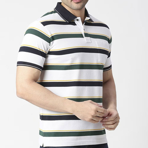 Polo de Manga Corta a Rayas para Hombre, Estilo Casual, Corte Regular, Blanco, Azul Marino, Verde, Amarillo, Diseño con Bolsillo - Product Image 3