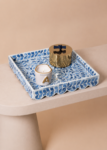 Plateau de service rectangulaire en nacre incrustée en zigzag, motif coquille de capiz, plateau populaire - Product Image 5
