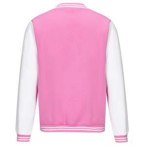 Chaqueta universitaria bomber de cuero personalizada por sublimación, al por mayor, en blanco, para hombre, estilo Letterman, Varsity, de béisbol, con logo frontal, para primavera - Product Image 3