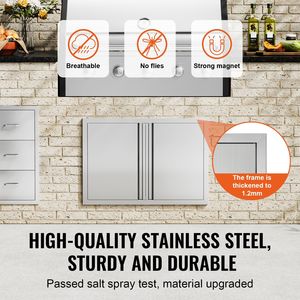 Porta di Accesso BBQ a Incasso in Acciaio Inox 30W X 21H Pollici per Cucina Esterna, Accessori per Mobili a Muro - Product Image 4