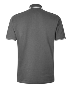 Polo en coton piqué gris foncé pour homme de qualité supérieure, manches courtes, couleur unie, respirant, coupe décontractée, design tricoté - Product Image 2