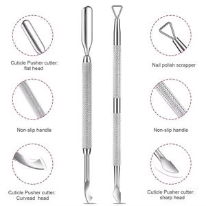 Set de cuidado de uñas de acero inoxidable con pulidor y herramienta de doble punta para empujar cutículas para manicura - Product Image 5