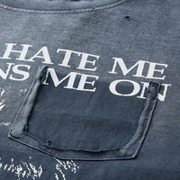 T-shirt Homme Personnalisé Effet Vieilli Délavé à l'Acide 100% Coton Style Urbain Déchiré Streetwear Écologique OEM Marque Privée