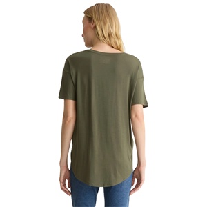 Olive Color Summer Season Plus Size Premium Women's T-Shirts Latest Design Solid Color O-Neck Slim Fit Casual 100% Cotton - Product Image 3