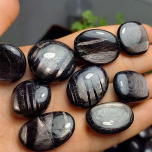 พลอยออนิกซ์สีดำธรรมชาติทรงรีจาก Aamna Gems ขัดเงาแล้ว ผ่านการประเมินโดยบุคคลที่สาม สำหรับทำเครื่องประดับ จากอินเดีย - Product Image 4