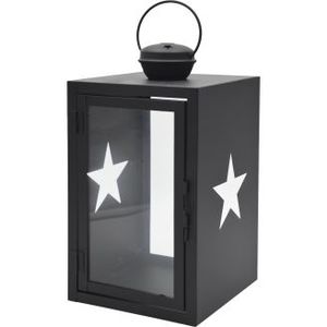 Lanterne de Noël en métal blanc avec motif renne et étoile découpée, panneau en verre, support de bougie chauffe-plat suspendu, décoration de table festive - Product Image 6