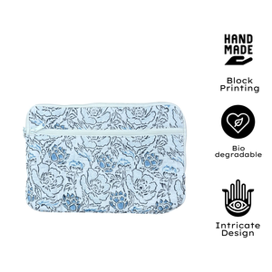 Protective Padded Luxurious Portable Laptop Sleeve Cotton Eco Friendly Handmade Jaipur Print Case <b>Quilted</b> Design Zipper Pockets - Product Image 3