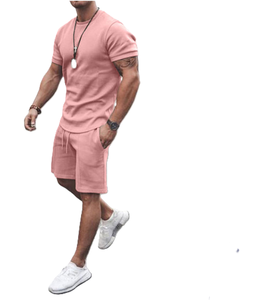 Ensemble deux pièces d'été personnalisé pour homme, short et haut de couleur unie, pour activités de plein air, par un fabricant de vêtements - Product Image 2