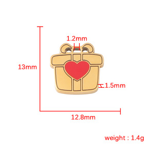 Ciondolo a Forma di Cuore Smaltato 12.8x13MM in Acciaio Inossidabile Placcato Oro Rosa, Accessori per Gioielli per Adolescenti - Product Image 3