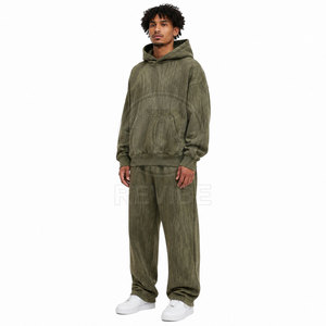 Survêtement décontracté en coton durable effet délavé, doublure polaire douce et respirante pour un confort quotidien et une activité agréable - Product Image 4