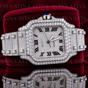 Reloj de Lujo con Incrustaciones de Moissanita Estilo Hip Hop para Hombre |   Reloj de Pulsera Mecánico Automático con Números Romanos y Diamantes - Product Image 6