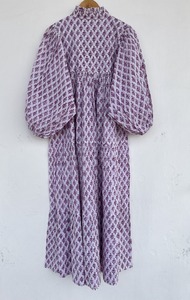 <b>Purple</b> Floral Woven Y2K Sweet Pure Cotton Long Sleeve Lightweight Maxi <b>Dress</b> Loose Fit Women Summer Wear Everyday Casual Outfit - Product Image 5