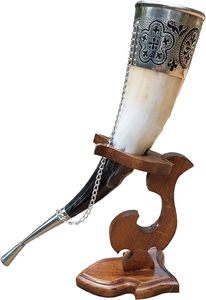 Corne à boire Viking personnalisée OEM ODM, tasse en corne de buffle, tasse médiévale nordique personnalisée - Product Image 4