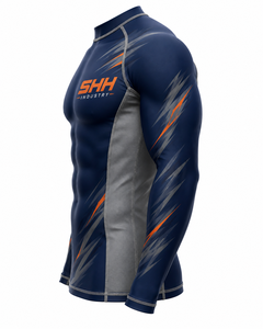 SHH Industries Custom <b>Men's</b> Navy Blue MMA BJJ Rash Guard Long Sleeve <b>Compression</b> <b>Shirt</b> Gym Fitness Sportswear OEM Manufacture - Product Image 5