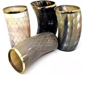 Tazas de Cuerno de Búfalo Pulido Hechas a Mano, Ecológicas, con Patrón de Diamantes Tallados, Imitación Antigua, Forma Natural, Decoración para el Hogar, Artesanía - Product Image 2