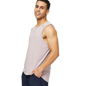 YOUSAF VIEW CO. Camiseta sin mangas formal de algodón 100% tejido para hombre, talla grande, cuello redondo, transpirable, para gimnasio, con logo personalizado en la espalda - Product Image 3