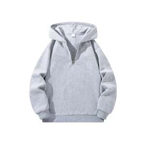 Sweat-shirt à capuche pour homme en molleton 100 % coton de qualité supérieure, à demi-zip, uni, avec impression numérique, décontracté, pour l'hiver - Product Image 3