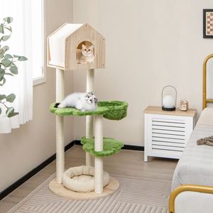 Albero per Gatti da Interno Alto 55 Pollici con Tiragraffi in Sisal e Cuccia Morbida per Gattini - Tiragraffi e Alberi per Gatti - Product Image 3