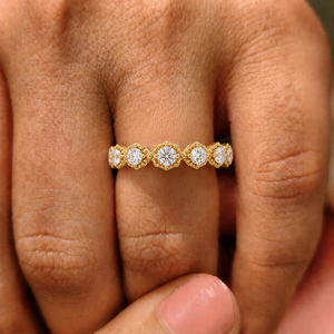 แหวนแต่งงานทองคำขาว 14K แบบวินเทจ ประดับเพชรแล็บโกรว์ทรงกลม แหวนครบรอบสำหรับผู้หญิง เครื่องประดับชั้นดี - Product Image 2