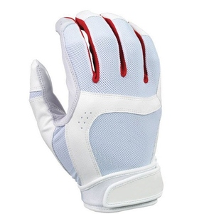 White Leather Batting Gloves Ambidextrous Breathable <b>Hook</b> And Loop Closure Unisex Adult Training Gear - Product Image 2