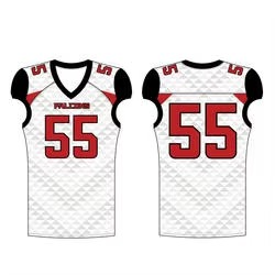 Maillot de football sans manches blanc pour homme avec numéro 55 rouge et col en V, imprimé par sublimation, en polyester respirant et anti-transpiration - Product Image 1