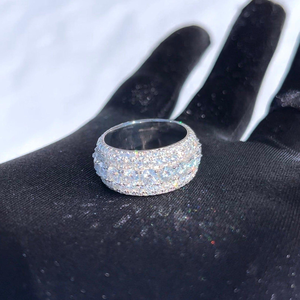 Bague Hip Hop en Moissanite Taille Ronde Brillante avec Pierres VVS Couleur D en Argent 925 pour Usage Quotidien et Décontracté - Product Image 3