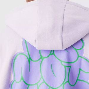 Men's Lavender Hooded Sweatshirt Oversized Fit <b>Back</b> Print Streetwear Style 100% Cotton Fleece Pocket Regular Sleeve Winter Wear - Product Image 3