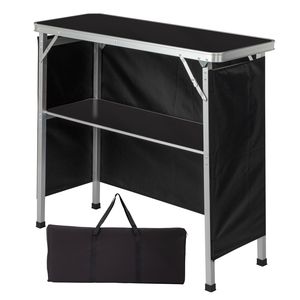 Tavolo da Bar Pieghevole Portatile con Ripiano, Borsa per il Trasporto Nera, per Feste Interne ed Esterne, Esposizioni, Podio per Uso Domestico e Ospedaliero - Product Image 1