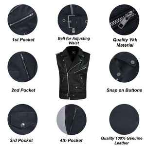 เสื้อกั๊กหนังวัวแท้สำหรับผู้ชาย ดีไซน์สปอร์ตพรีเมียม คุณภาพเยี่ยม ออกแบบได้ตามต้องการ แฟชั่นทันสมัย พร้อมซิปปิด - Product Image 6