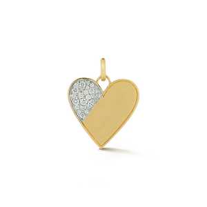 Pendentif Cœur en Diamant de Laboratoire Unique, Gravé, Demi-Texturé, Pavé, Mat, pour Usage Quotidien, en Or Massif 10K 14K 18K - Product Image 1
