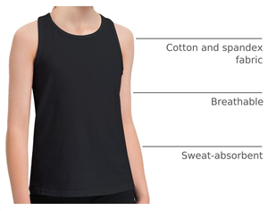 Débardeur en coton noir pour filles, uniforme scolaire, veste sans manches pour étudiants, débardeurs de danse - Product Image 2