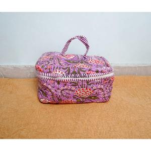 Juego de 3 neceseres acolchados de algodón indio con estampado, bolsa de aseo, estuche de maquillaje, neceser de viaje, bolsas y estuches para cosméticos - Product Image 2