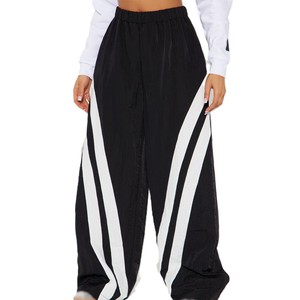 Oversized Women's White Hooded <b>Crop</b> <b>Top</b> With Black Wide Leg Pants Side Stripe Solid Color Knitted Sweatshirt Set Women's Hoodies - Product Image 6