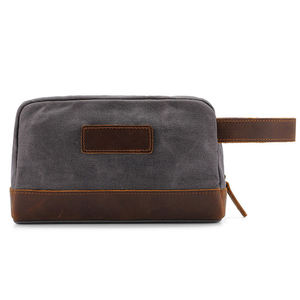 Sac de toilette promotionnel en cuir et toile portable tendance 2026 pour hommes - Product Image 4