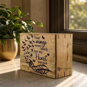 Natural Wooden Urn <b>Box</b> Engraved <b>Memorial</b> Keepsake Cremation Urn for Human or Pet Ashes Vietnam Made - Product Image 5
