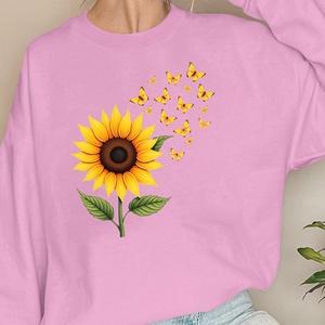 Sweatshirts femme motif tournesol et papillons - Product Image 1