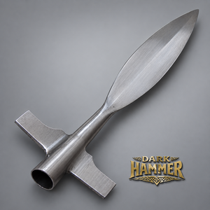 Pointe de lance en métal forgée à la main, en forme de feuille ailée, plaquée argent antique poli, pour reconstitution historique - Product Image 3