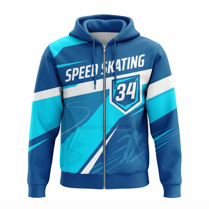Sudadera con Capucha para Hombre, Diseño Azul y Blanco con Estampado por Sublimación, Bolsillo Frontal con Cremallera, Corte Regular, para Otoño - Product Image 1