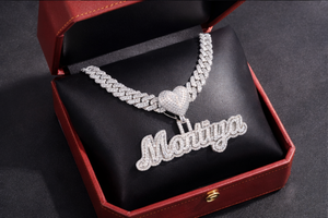 Collar Unisex de Hip Hop con Colgante de Moissanita, Chapado en Rodio de Plata 925, con Cierre de Corazón y Letra Inicial Personalizada en Cursiva, para Fiesta - Product Image 3